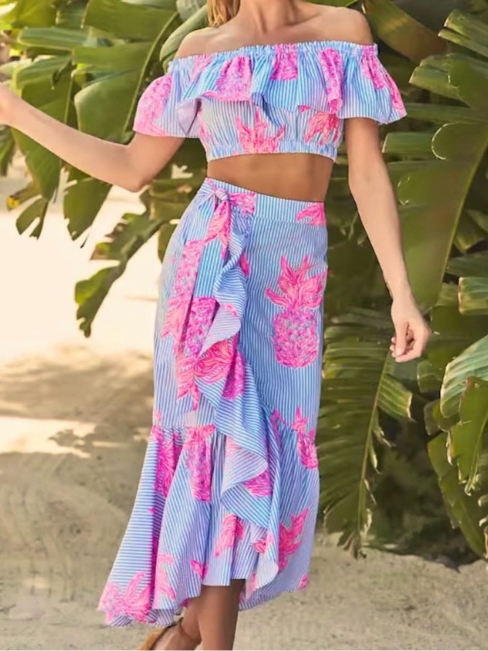 Lilly Pulitzer Larissa Maxi Skirt Set Blue Peri Rum Swizzle Size 2 NWOT